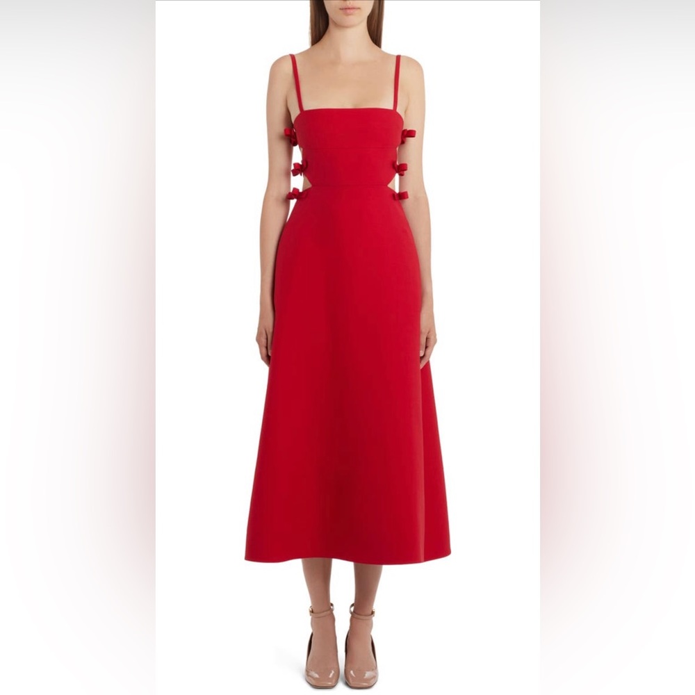 Valentino Garavani Bow Side Crepe Couture Midi Dress